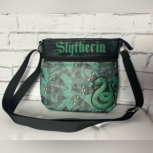 Loungefly Black and Green Slytherin Messenger Bag